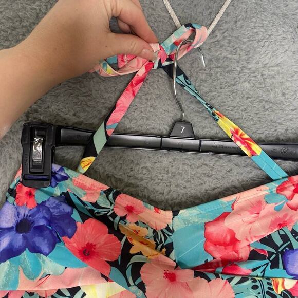 Womens Catalina floral tankini swimsuit top halter plus size flowy beach 3X - Picture 5 of 10